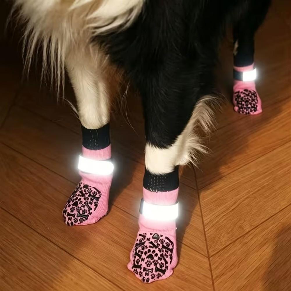 Reflective Anti-Slip Dog Socks Adjustable Dog Paw Protectors Dog Shoes Socks Anti-Scratch