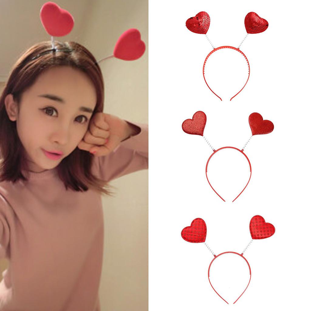 День святого Валентина Милая повязка на голову в виде сердечка любви с пайетками Любовный ободок для волос для реквизита для вечеринок Праздничный аксессуар для костюма