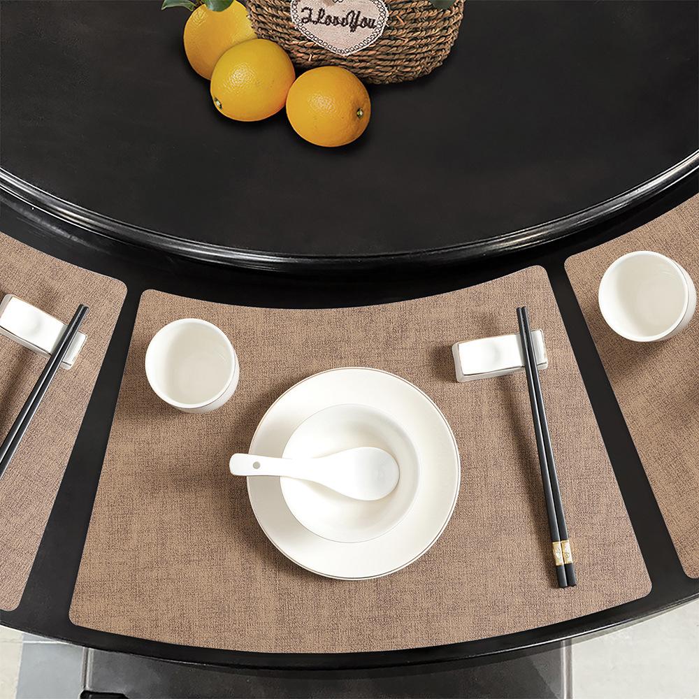Nordic fan-shaped cloth pattern leather placemat, anti-scalding and heat insulation mat, household environmentally friendly ins style placemat