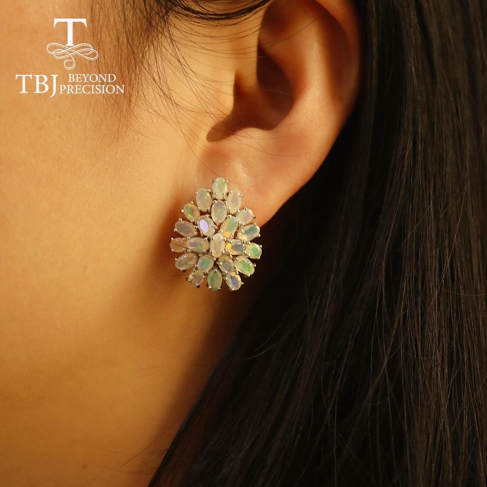 Большие серьги Bolaijewelry из стерлингового серебра 925 пробы с натуральным опалом высочайшего качества из Эфиопии, 11 карат, тонкий овал, 3 * 5/3 * 4 мм, украшения для женщин, ювелирные изделия