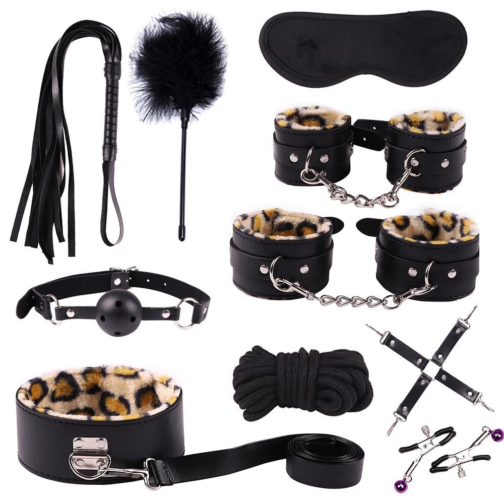 SM Products Restraints Support Customize Roleplay Leather Handcuffs Lesbian Foreplay Adult Sex Bondage BDSM Kit for Couples
