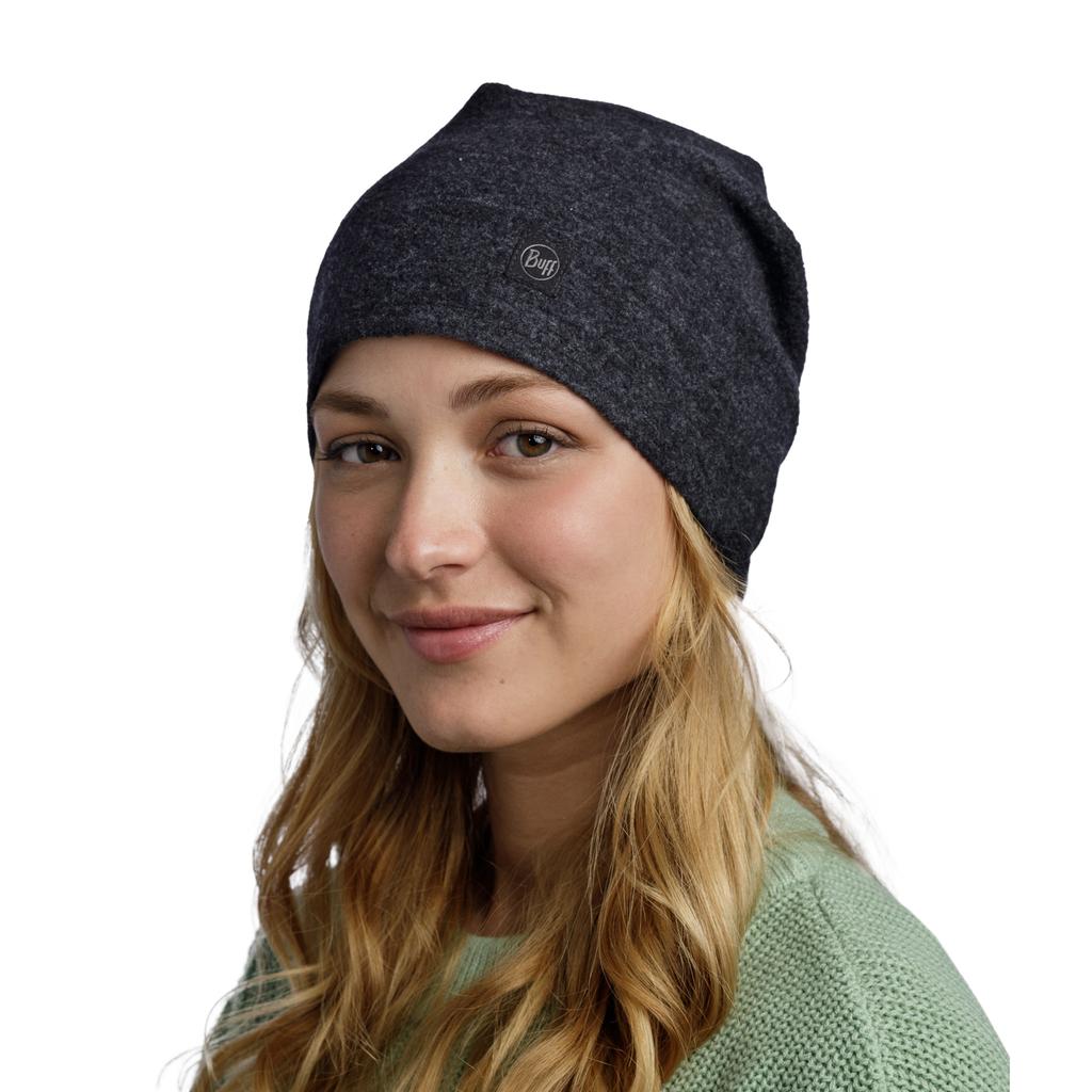 Buff Merino Fleece Hat Beanie, Unisex black Cap