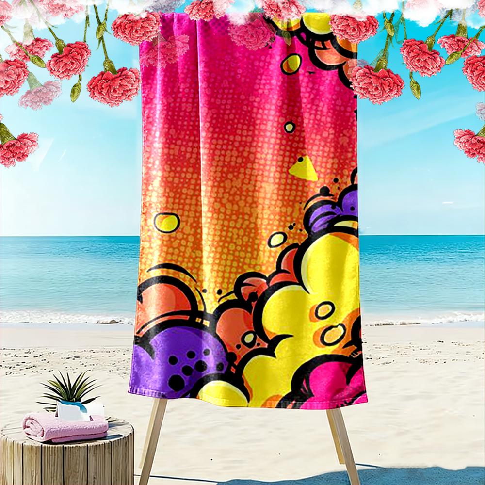 Colorful Pop Art Clouds Design Beach Towel quick-drying for travel outdoor sports jogging beach and swimming