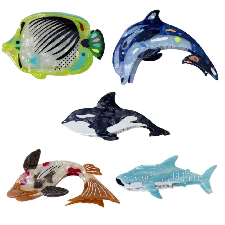 Пляжная заколка-коготь для волос в виде кита, зажим для хвоста, заколки-принцессы, украшение для волос