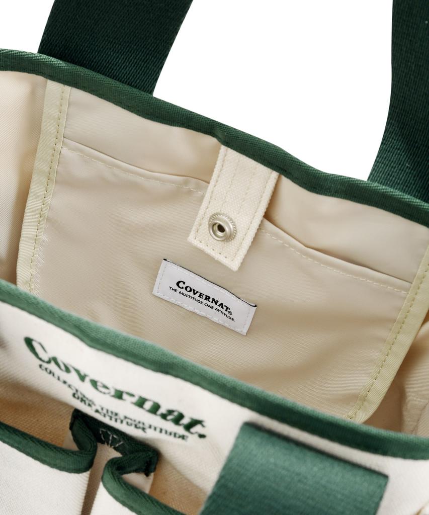 COVERNAT Зеленая холщовая сумка-тоут с логотипом-аркой