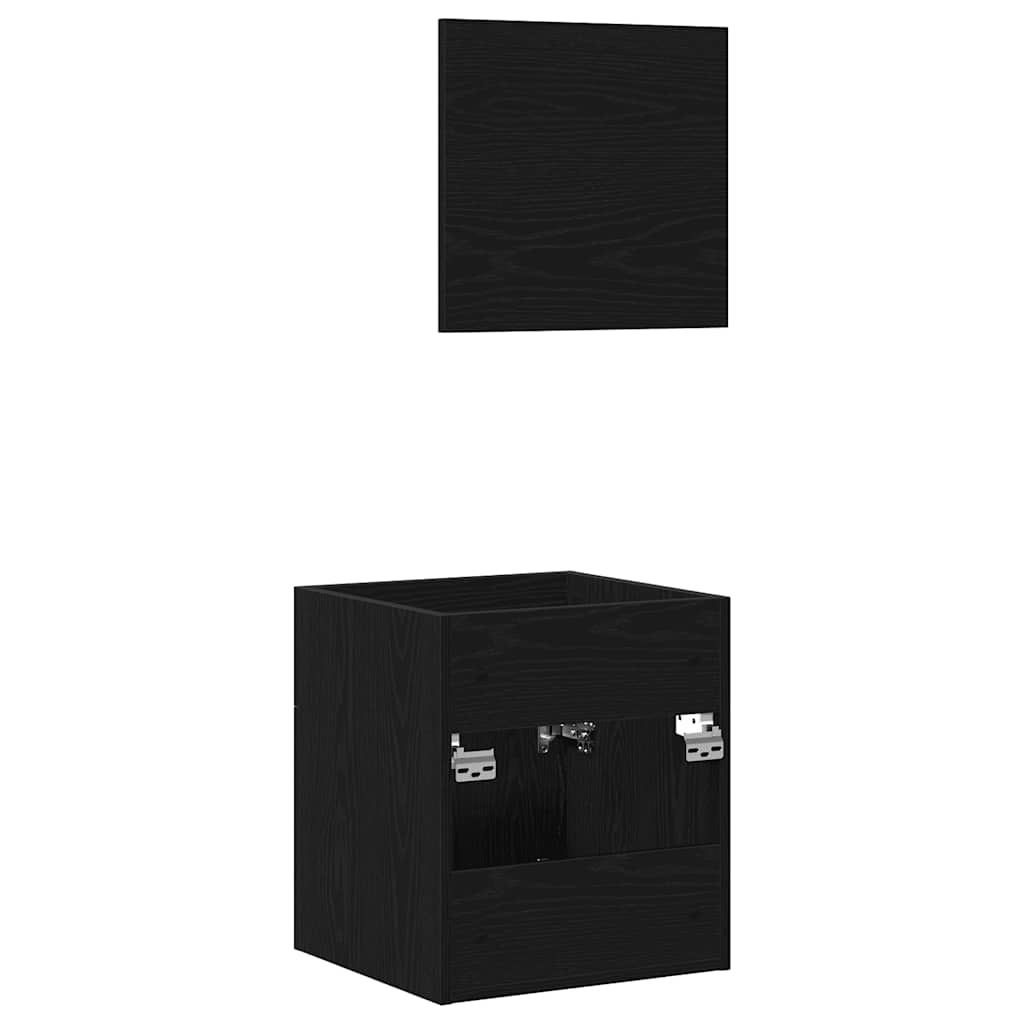 2 Piece Bathroom Furniture Set Black Oak Effect Particleboard