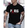 Summer Fashion T-shirt Crew Neck Short Sleeved Pure Cotton Top Unisex Paris Eiffel Tower Pattern Transfer Print Soft Breathable