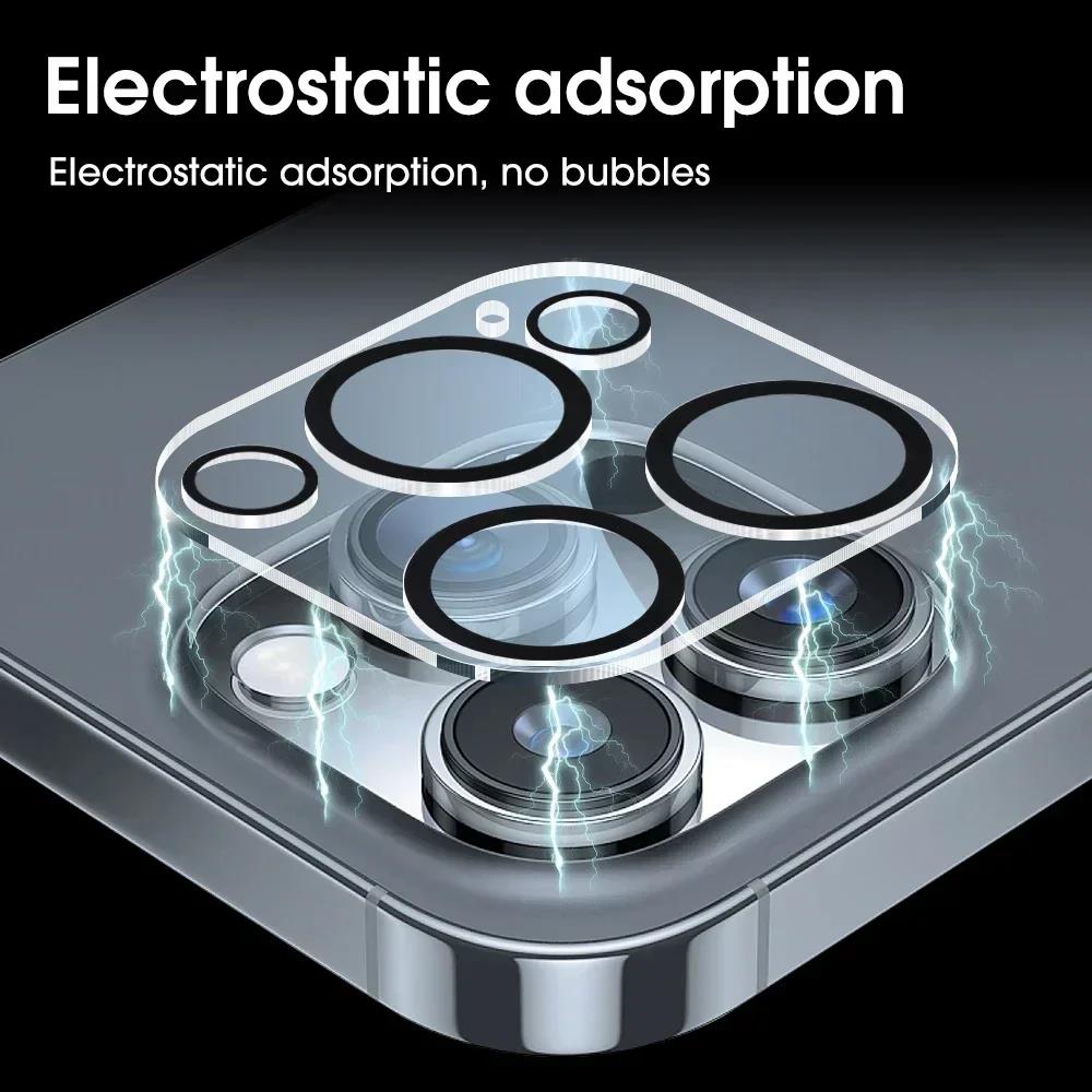 1-5Pcs Tempered Glass for iPhone 17 16 15 14 13 Pro Max Plus Mini Camera Lens Protector Black Circle Protective Lens Film Cover 4