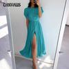 Summer Women's Dress Temperament Commuter High Waist Solid Colour Fashion Long Dresses
