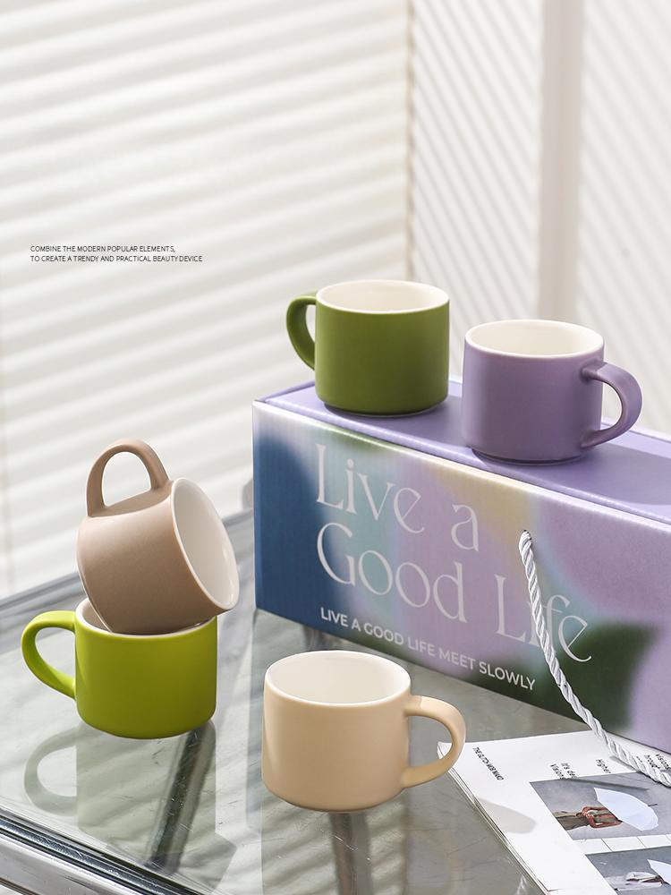 5 шт./набор Керамические кофейные кружки с коробкой Маленькие чайные чашки Офисный набор керамических чашек для питья воды Чашка для чая Праздник Вечеринка Подарки для друзей