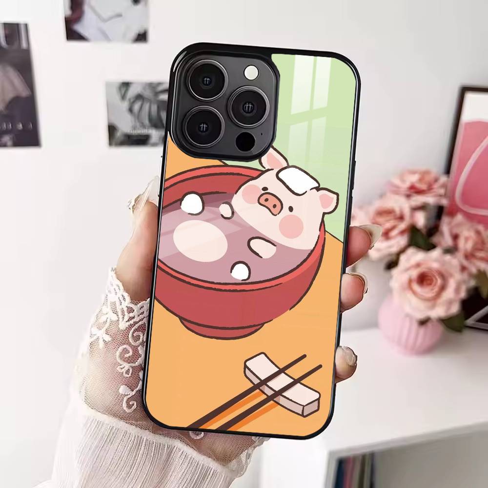 Cartoon L-Lulu Pig Phone Case For iPhone 17,16,15,14,13,12,Plus,Pro,Max for Magsafe Magnetic Wireless Charging