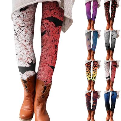 Женские брюки с эластичным мягким низом и принтом Хэллоуина, повседневные домашние спальные брюки