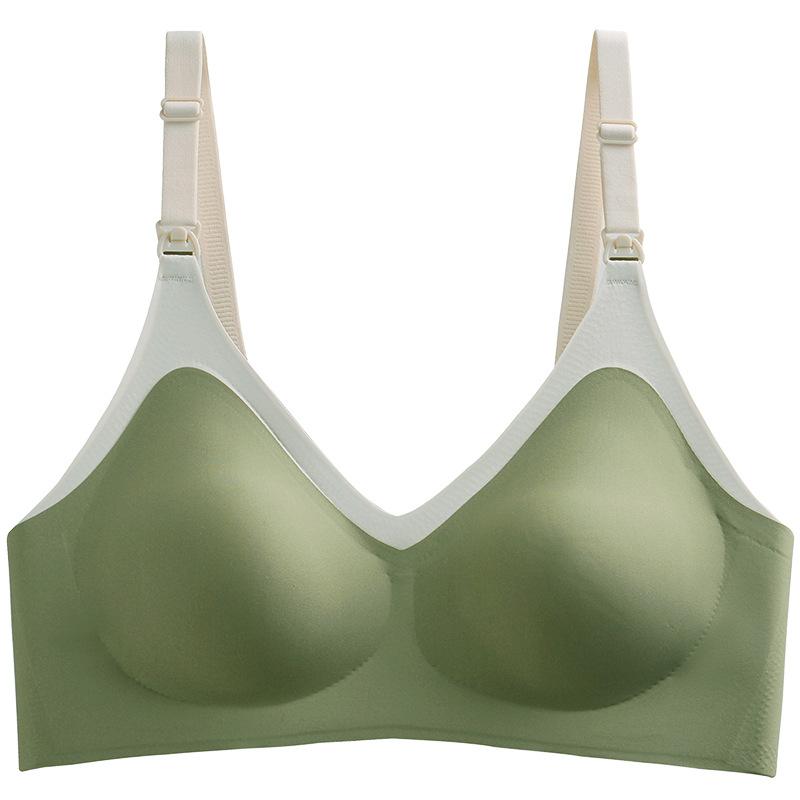 Удобный латексный бюстгальтер для кормящих мам для кормящих мам, бюстгальтер с эффектом пуш-ап, двухцветное бесшовное нижнее белье, бюстгальтер для кормления грудью с пряжкой спереди