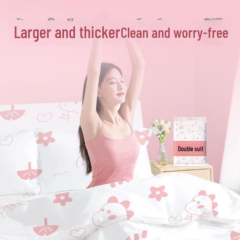 Одноразовый набор из четырех предметов с принтом: Простыня, пододеяльник, наволочка — удобные для путешествий, гигиеничные постельные принадлежности для отелей и путешествий