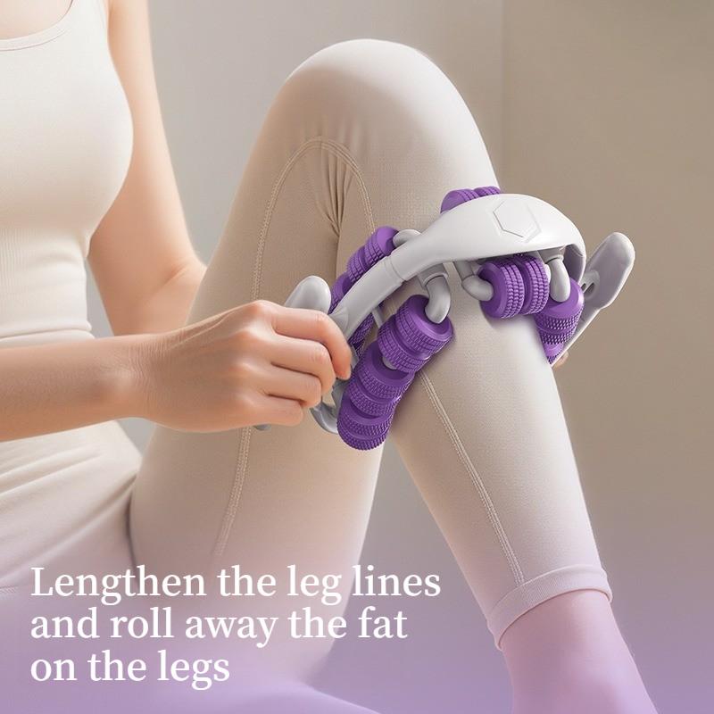 Portable Annular Leg Clamp Massager Ring-Shaped 28 Wheel Manual Muscle Massager Roller 360-degree Rotation Handheld