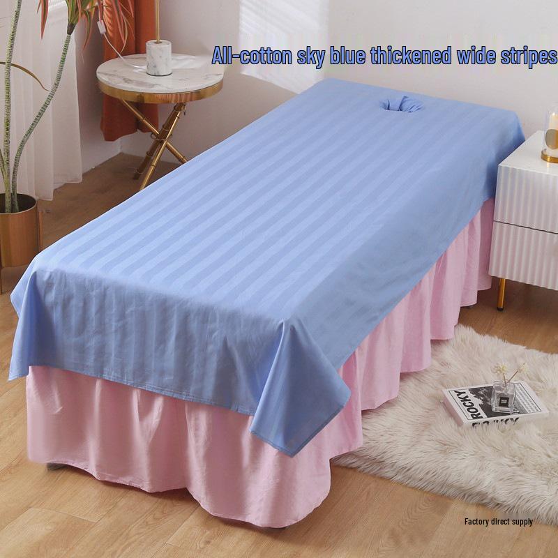 Custom White Cotton Salon Bed Sheets with Face Hole for SPA & Massage