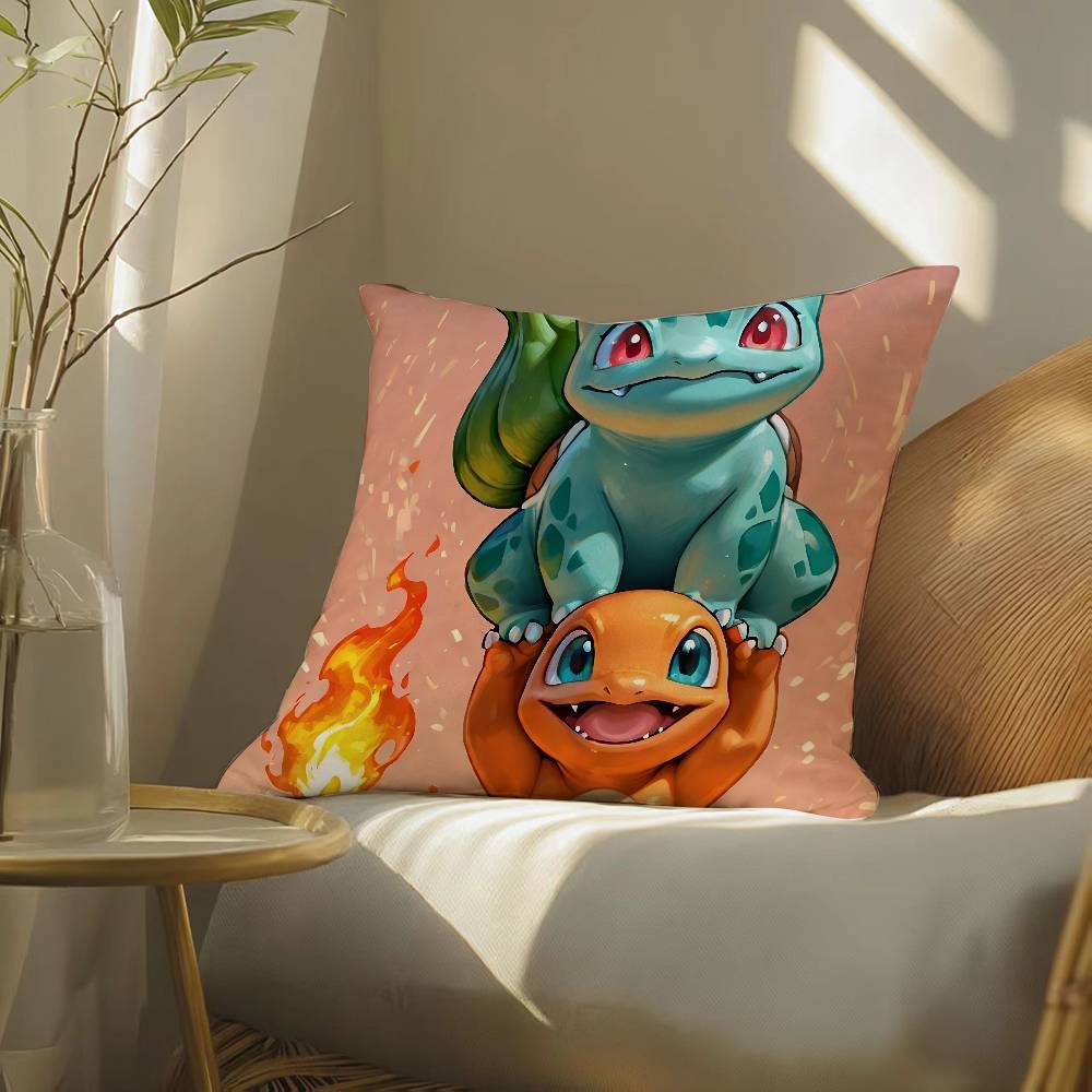 Pokemon Champion Collection Anime Plush Pillow Cover Soft Short Plush Cushion Cover For Sofa Bedroom Home Decor Gift
