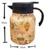 Stainless Steel Double-Walled Insulated Tea Carafe,1L Elegant Floral Design, with Tea Infuser, for Loose Leaf Tea Brewing, Home and Office Use