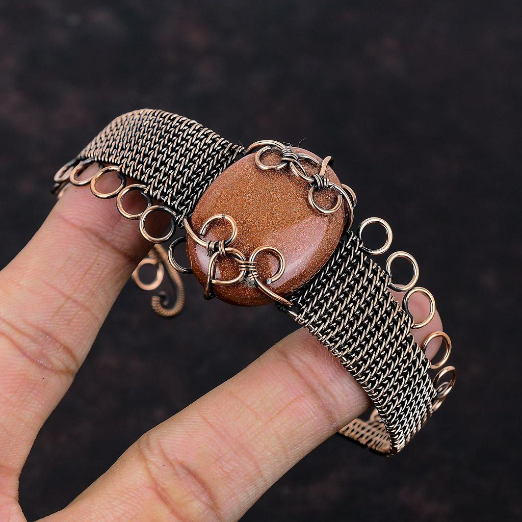 Sun Sitara Bangle Copper Wire Wrapped Cuff Bracelet Handmade Copper Jewelry Gemstone Adjustable Bangle Wire Wrapped Jewelry Gift For Mother
