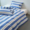 Washed Cotton Duvet Cover Set, 100% Cotton Stripe Pattern, Soft Breathable Bedding Set with Pillow Cover for Home Decor