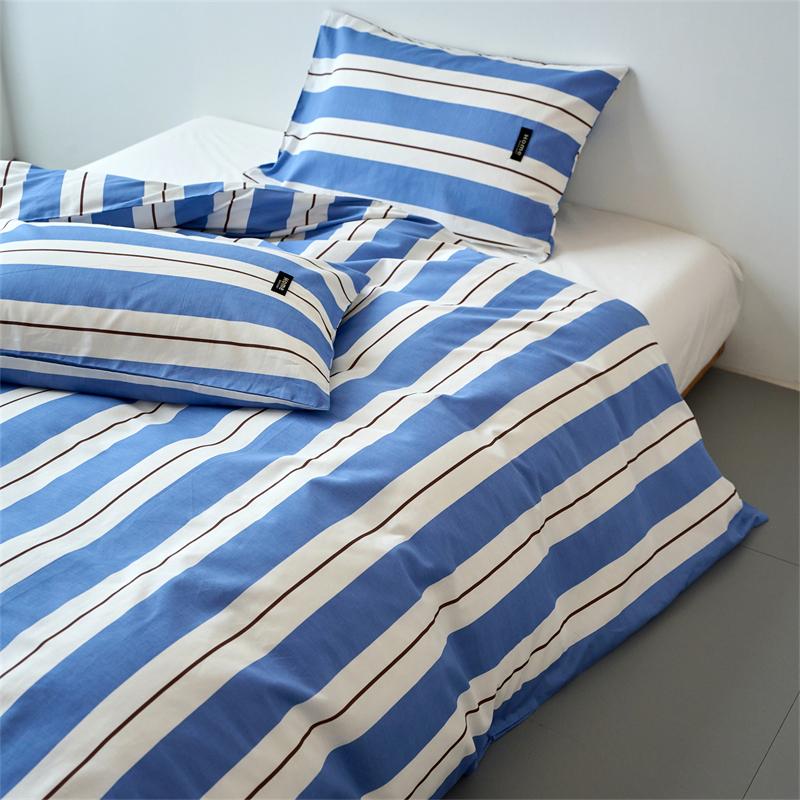 Washed Cotton Duvet Cover Set, 100% Cotton Stripe Pattern, Soft Breathable Bedding Set with Pillow Cover for Home Decor