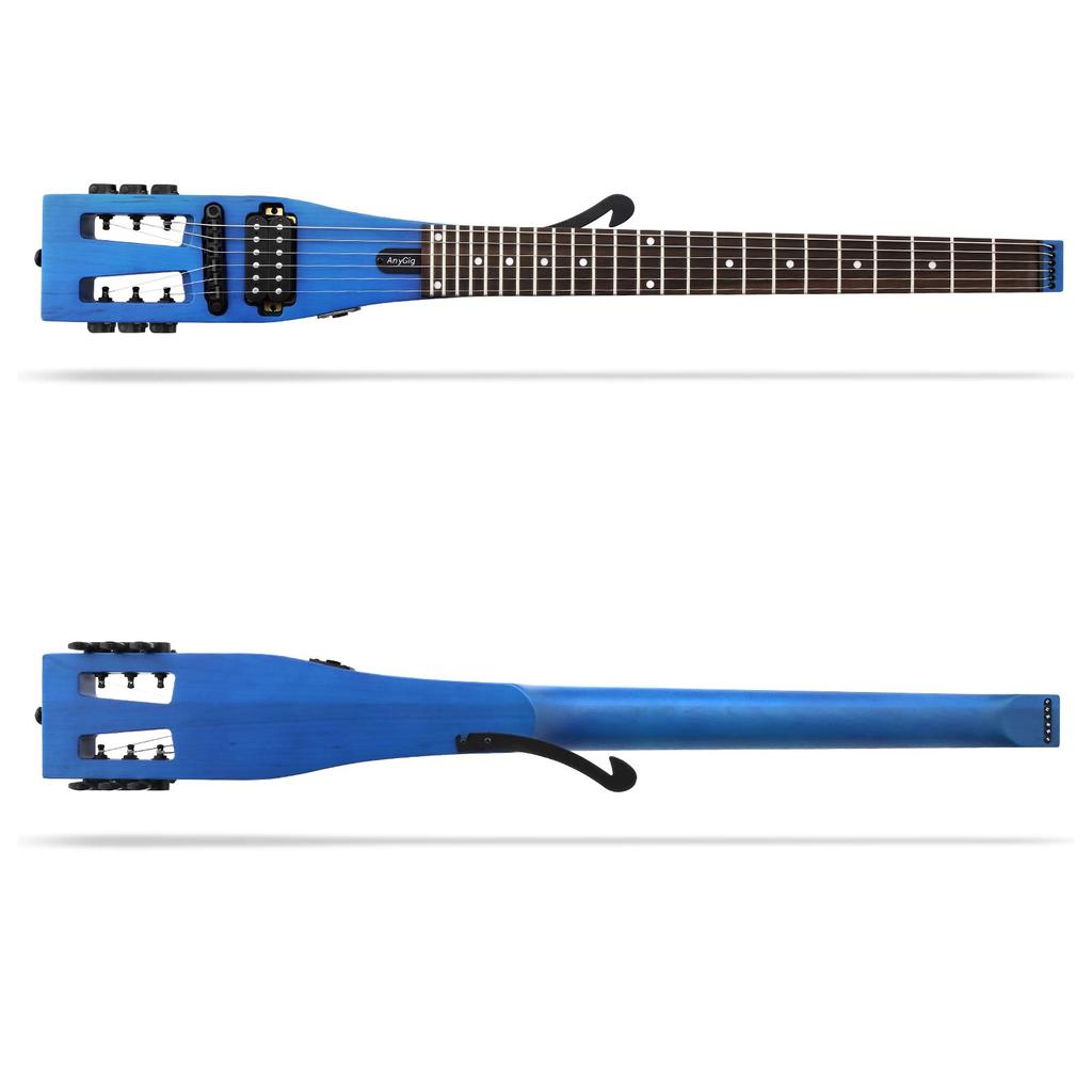 Anygig Portable Travel Electric Guitar, 82cm, 1.6kg, Blue, 25.5" Full-Scale, Right-Handed, with Gig Bag