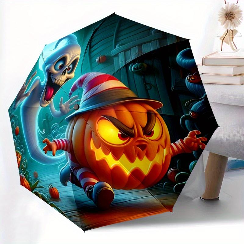 1pc Lively Pumpkins and Ghosts Automatic Opening and Closing Umbrella - Suitable for Various Occasions, Outdoor Activities, Lightweight and Durab