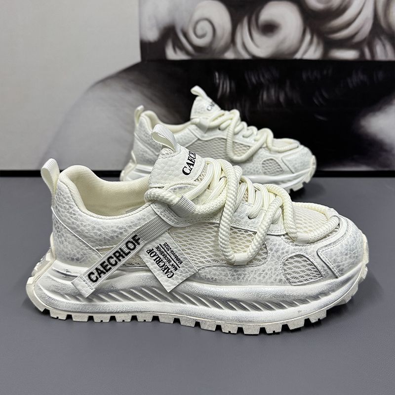 Men Breathable Color Block Thick Sole Low Top Casual Sports Agan Shoes