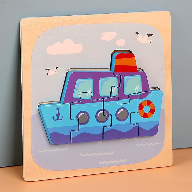 Деревянные игрушки/детские мультяшные трехмерные головоломки/тренировка концентрации/раннее образование Строительные блоки/игрушки-головоломки с животными