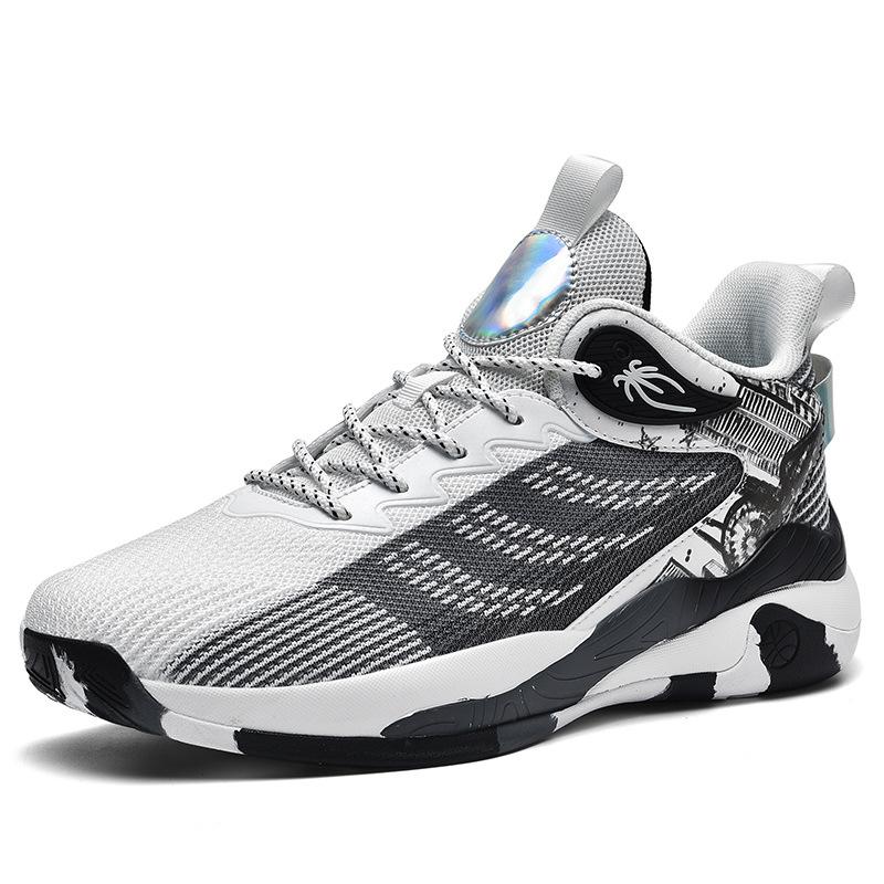 Flying Woven Men's Shoes Spring New Mesh Breathable Youth Basketball Large Size Sports Shoes Venom Casual High-top Sneakers