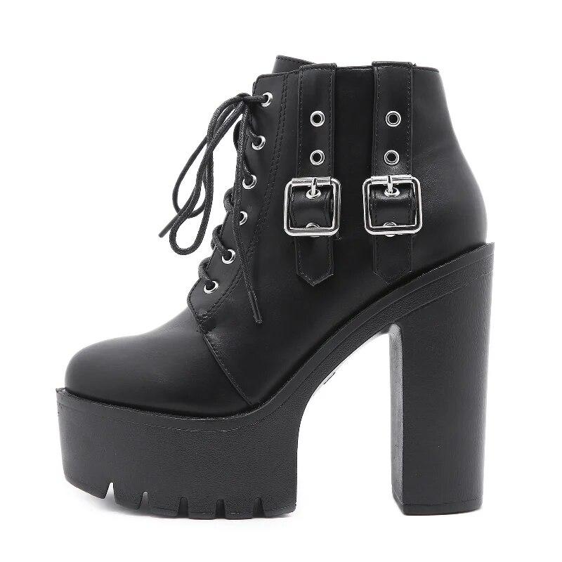 Осень-зима 2024, новая большая женская обувь на толстой подошве на каблуке 13 см, короткие сапоги на толстом высоком каблуке Lhx