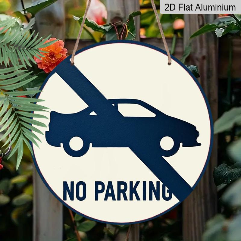 2D Flat 1pc, 8x8 in, No Parking Round Aluminum Metal Sign - Artistic Nature-Inspired Design with Tree Artwork, Vibrant Serene Decor for Living Room
