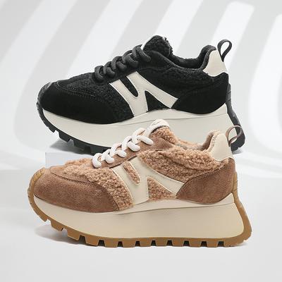 Популярные женские кожаные вафельные туфли на высокой подошве, осенне-зимние новые платформенные кроссовки в стиле «папины кроссовки»