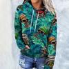 Vintage Printed Hooded Sweatshirt Sportwear Coat for Women 3D Pocket Hoodies Autumn Women's Pullovers