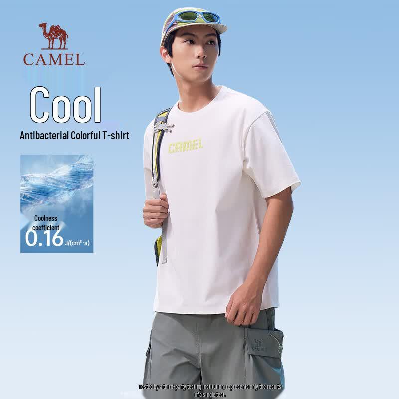 CAMEL Cooling Antibacterial Loose Fit Printed Short-Sleeve Couple's T-Shirt