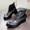 Live Goodyear Hand Shoes Martin Boots Men's Brock Carved Retro Washed Short Boots Leather Outstop Boots