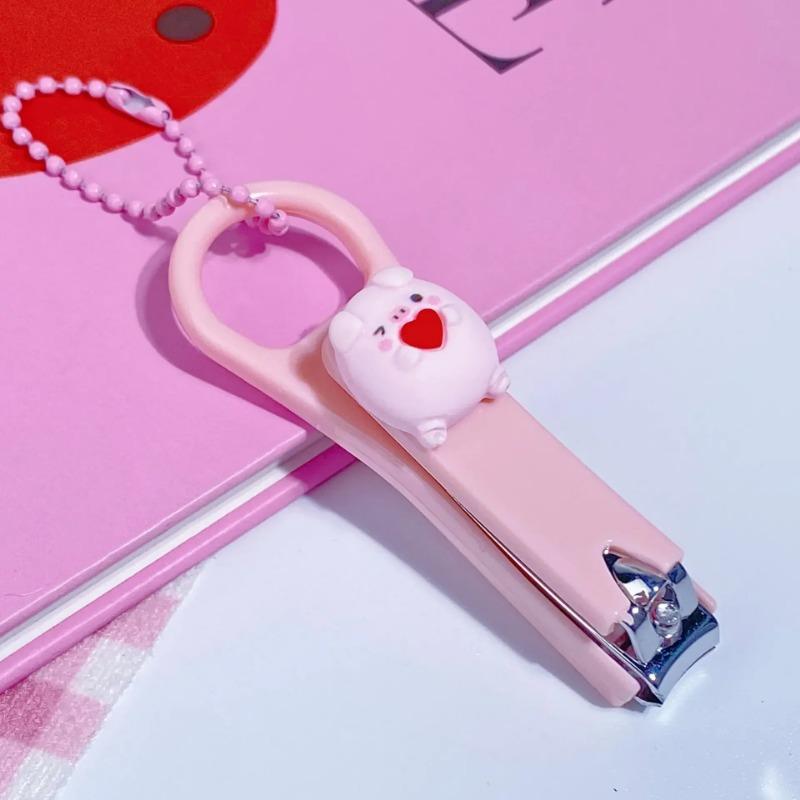 Машинки для стрижки ногтей в форме сердечка для девочек с цепочкой из бисера, триммер для ногтей с мультяшным медведем и кроликом для студентов, домашний уход за ребенком, маникюрные инструменты