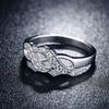 Fashionable Double Spiral Design Ring With Zirconia Inlaid White Gold Plated Women's Jewelry