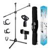 BLAIS Microphone Stand Type Telescoping Arm Height Adjustable Bag Portable with Microphone Holder Upright Tripod Stand Foldable Lightweight for Live