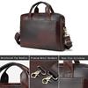 Genuine Top-Grain Cowhide Men's Briefcase, 15.6" Laptop Bag, Business Handbag Crossbody Shoulder Bag