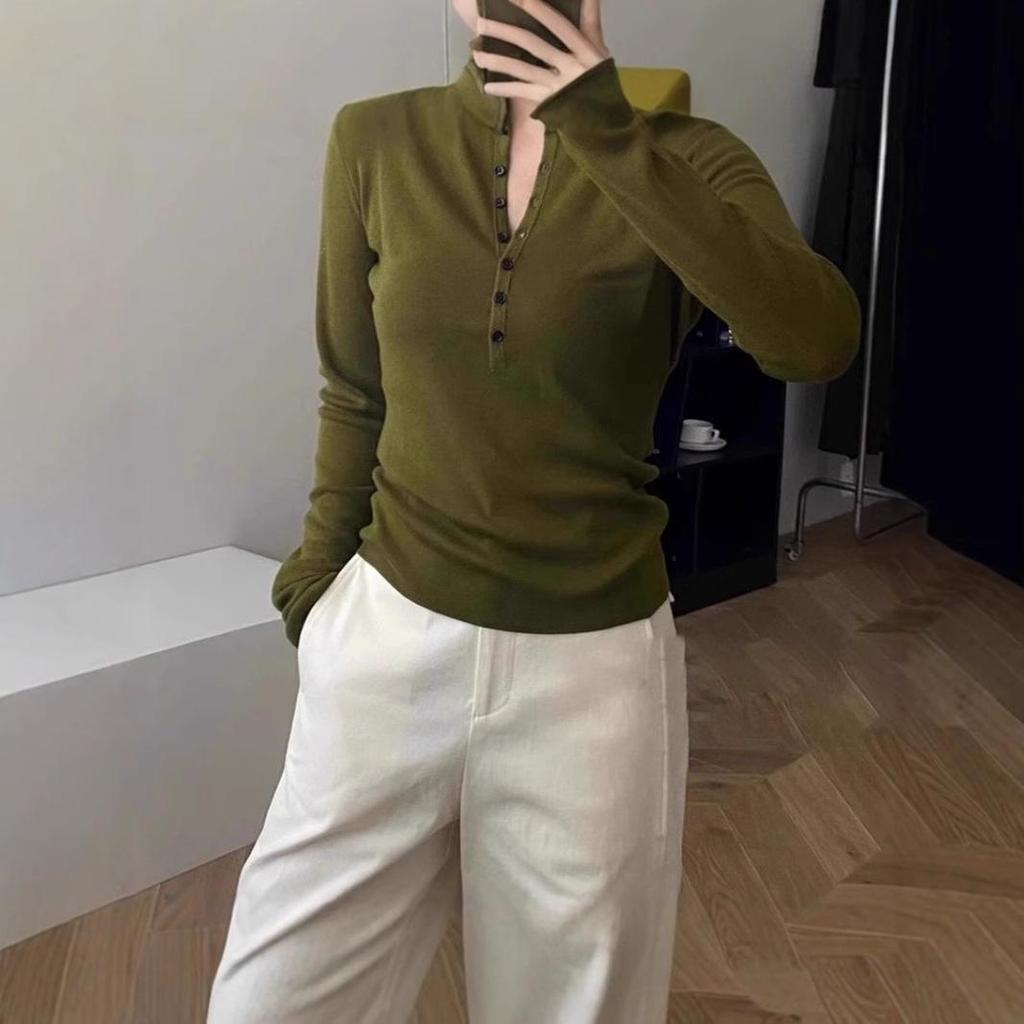 Женский шерстяной вязаный свитер в корейском стиле с V-образным вырезом - одежда для осени и зимы