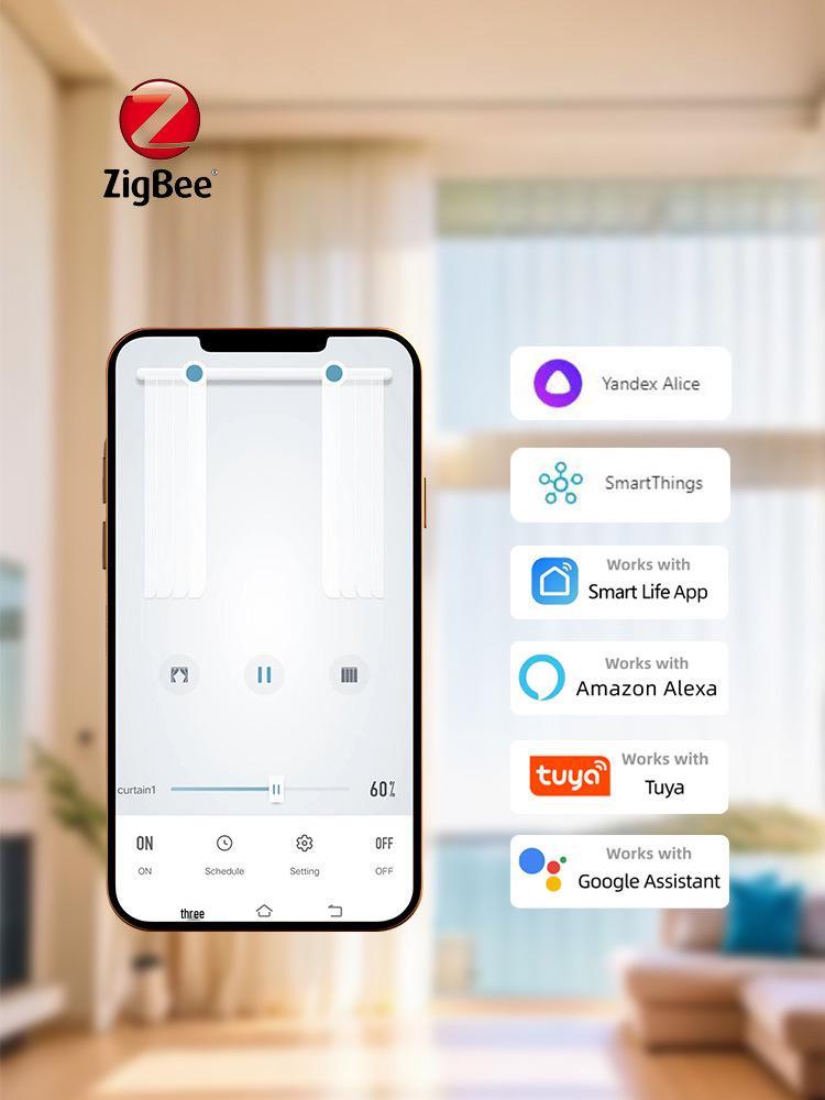 Умный сенсорный выключатель для штор Zigbee с голосовым управлением Alexa и интеграцией Tuya