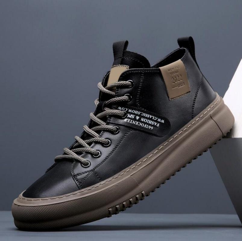 Мужские кожаные кроссовки, модельные туфли, дизайнерская мода, высокие кожаные туфли на платформе, повседневная обувь на плоской подошве, новинка весны и лета