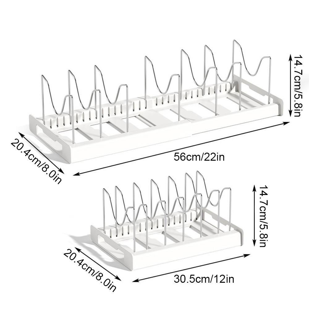 Expandable Pot Rack Organizer Multifunctional Pots And Pans Storage Organizer Space-saving Cabinet Holder for Dish Bowl and Lids