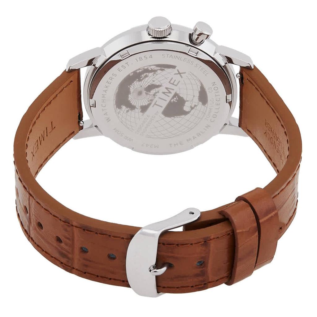 Мужские часы Timex Merlin Moonphase 40 мм - Коричневый ремешок Зеленый циферблат Корпус из нержавеющей стали, Коричневый