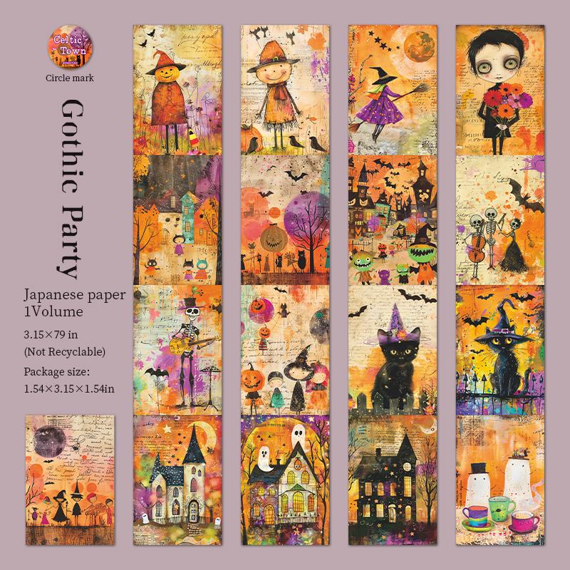 2m/roll Celtic Town Series Decor Halloween Washi Tape Creative Planner Handbook Collage DIY Scrapbook Material Masking Tape
