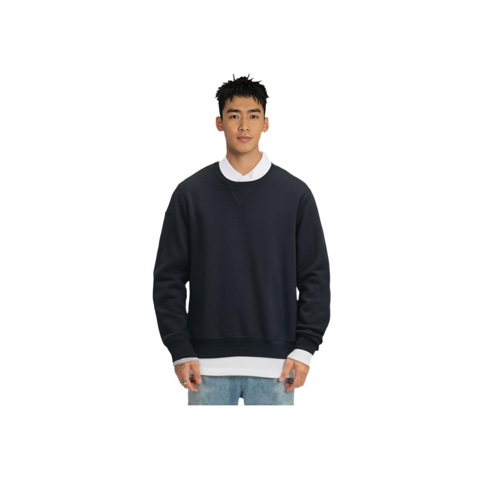 Uniqlo Мужская толстовка с круглым вырезом, однотонная, с длинным рукавом, черная 444966-69