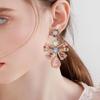 Fashionable Colorful Bow Earrings for Women Exaggerated Personality Light Luxury Earrings Heavy Industry Earrings Colorful Flowers