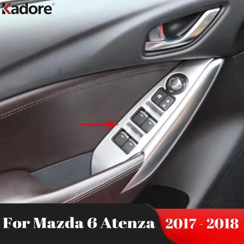 Car ide Door Armrest Window Lift Switch Button Panel Cover Trim For Mazda 6 Atenza 2017 2018 Matte Interior Accessories