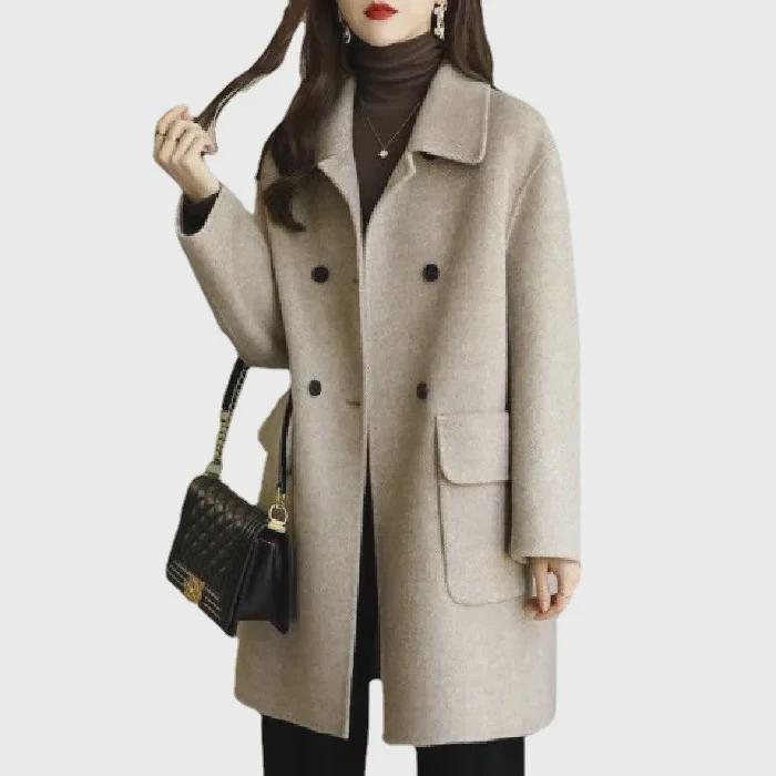 Autumn/Winter Korean Style Woolen Mid-Length Coat - Warm, Thick, Age-Reducing, Loose Fit for Small Sizes